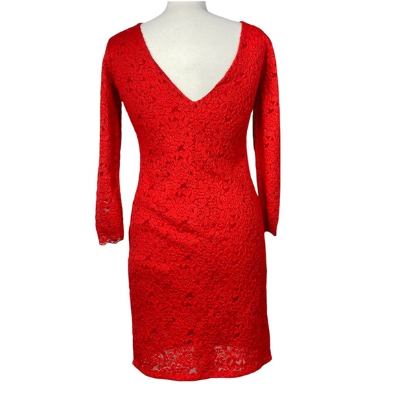 SUZY SHIER Dress Mini Lace Long Sleeve Red Size M - Picture 2 of 6